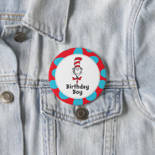 Macaron Rond 7,6 Cm Dr. Seuss Chat dans le Casquette Birthday Boy