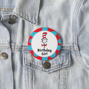 Macaron Rond 7,6 Cm Dr. Seuss Chat dans le Chapeau Fille d'anniversair