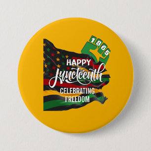Macaron Rond 7,6 Cm Drapeau afro-américain jaune de la fête JUNETEENTH