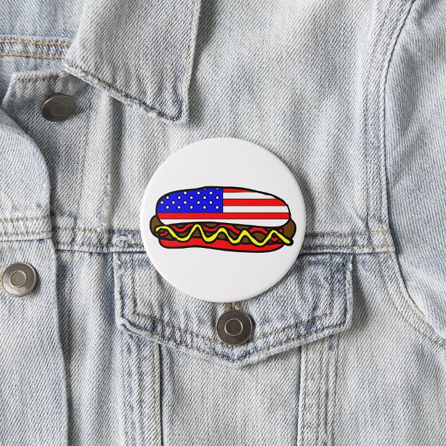 Macaron Rond 7,6 Cm Drapeau américain patriotique Hot Dog (Créateur téléchargé)