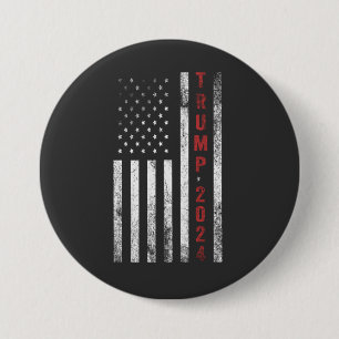 Macaron Rond 7,6 Cm Drapeau américain Trump 2024 en détresse cadeau Vi