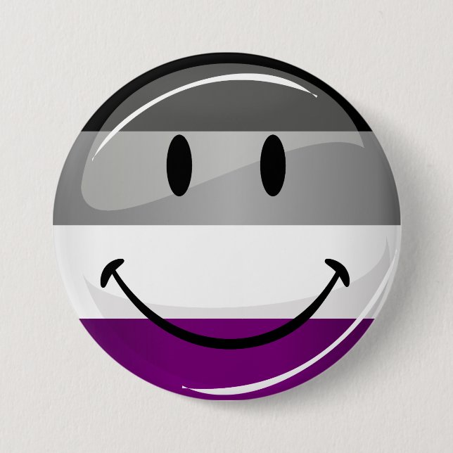 Macaron Rond 7,6 Cm Drapeau asexuel rond heureux (Devant)