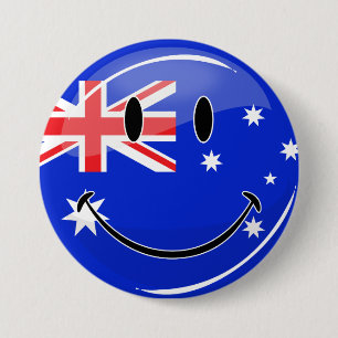 Macaron Rond 7,6 Cm Drapeau australien de sourire brillant
