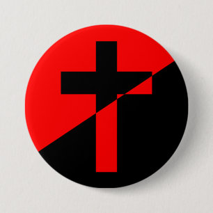 Macaron Rond 7,6 Cm Drapeau Christian Socialism & Anarchism (Libératio