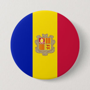 Macaron Rond 7,6 Cm Drapeau d'Andorre