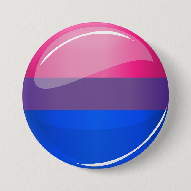 Macaron Rond 7,6 Cm Drapeau de bisexualité ronde brillante (Devant)