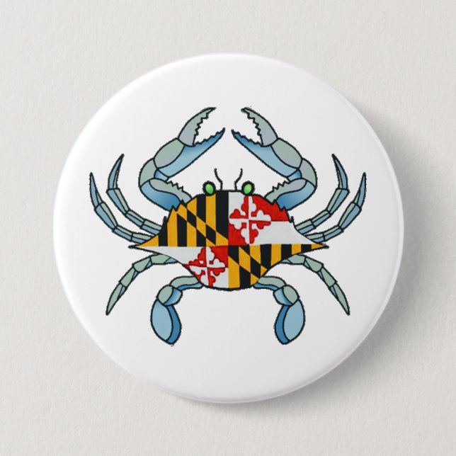 Macaron Rond 7,6 Cm Drapeau de crabe du Maryland (Devant)