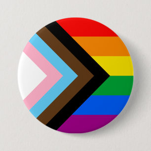 Macaron Rond 7,6 Cm Drapeau de fierté de progrès LGBTQ+