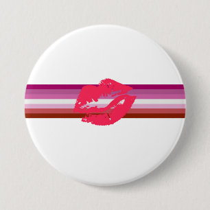 Macaron Rond 7,6 Cm Drapeau de fierté lesbienne au rouge à lèvres