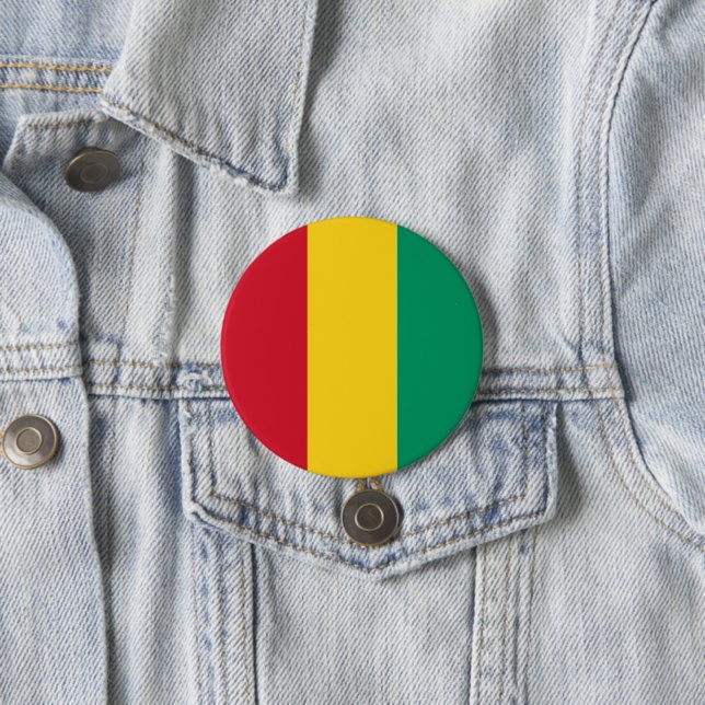 Macaron Rond 7,6 Cm Drapeau de Guinée (En situation)