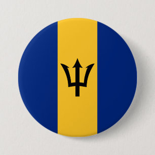 Macaron Rond 7,6 Cm Drapeau de la Barbade (Bajan)
