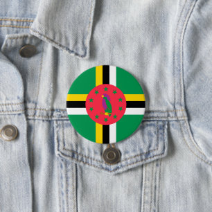 Macaron Rond 7,6 Cm Drapeau de la Dominique