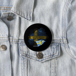 Macaron Rond 7,6 Cm Drapeau de la Suède
