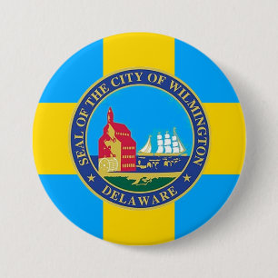 Macaron Rond 7,6 Cm Drapeau de la ville de Wilmington, Delaware