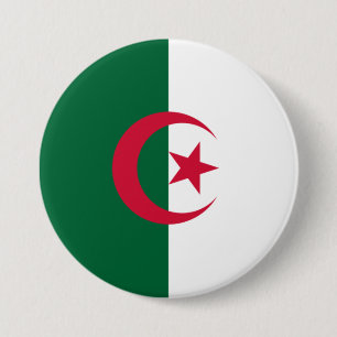 Macaron Rond 7,6 Cm Drapeau de l'Algérie