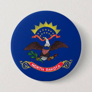 Macaron Rond 7,6 Cm Drapeau de l'État du Dakota du Nord (Dakota du Nor