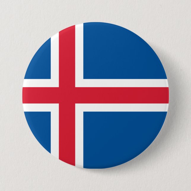Macaron Rond 7,6 Cm Drapeau de l'Islande (Devant)