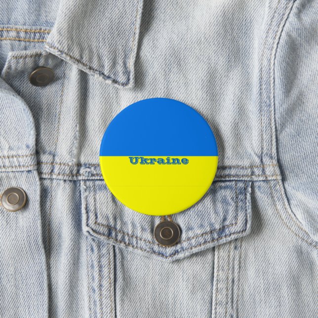 Macaron Rond 7,6 Cm Drapeau de l'Ukraine (En situation)