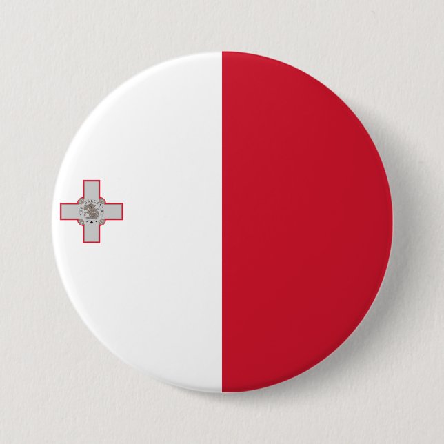 Macaron Rond 7,6 Cm Drapeau de Malte (Devant)
