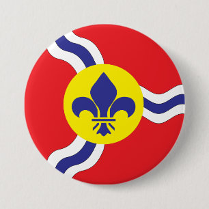 Macaron Rond 7,6 Cm Drapeau de Saint-Louis