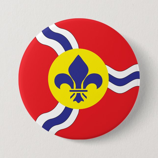 Macaron Rond 7,6 Cm Drapeau de Saint-Louis (Devant)