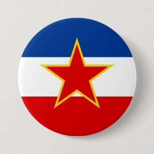 Macaron Rond 7,6 Cm Drapeau de Yougoslavie