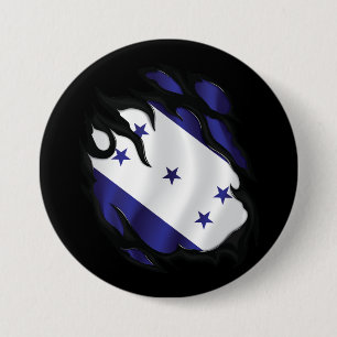 Macaron Rond 7,6 Cm Drapeau déchiré du Honduras