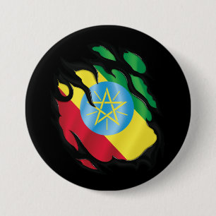 Macaron Rond 7,6 Cm Drapeau déchiré par l'Éthiopie