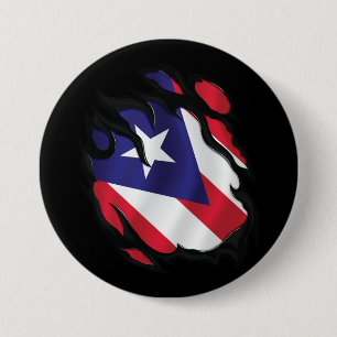 Macaron Rond 7,6 Cm Drapeau déchiré Porto Rico