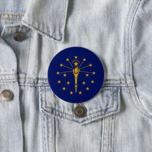 Macaron Rond 7,6 Cm Drapeau d'État de l'Indiana