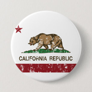 Macaron Rond 7,6 Cm drapeau d'état de république de la Californie