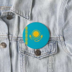 Macaron Rond 7,6 Cm Drapeau du Kazakhstan