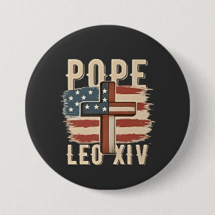 Macaron Rond 7,6 Cm Drapeau du Pape Léon XIV Église chrétienne Da Pope
