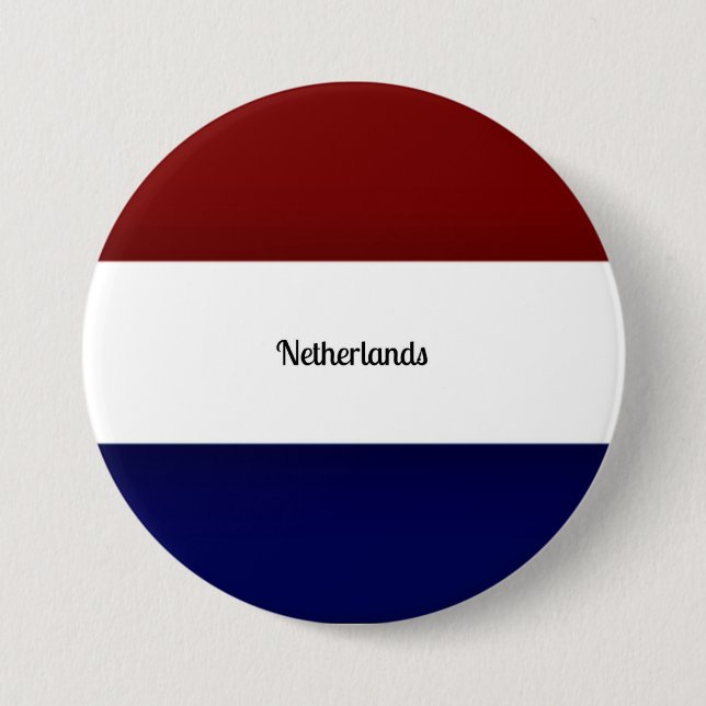 Macaron Rond 7,6 Cm Drapeau du Pays-Bas (Devant)