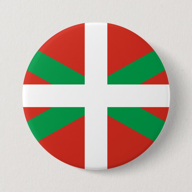 Macaron Rond 7,6 Cm Drapeau du Pays basque (Devant)