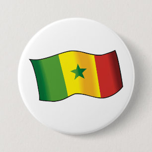 Macaron Rond 7,6 Cm Drapeau du Sénégal Fierté sénégalaise Vert Jaune R