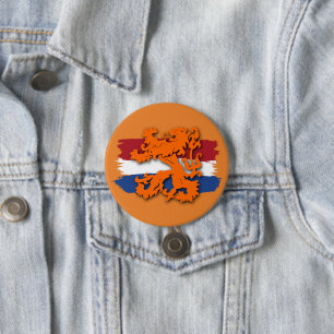 Macaron Rond 7,6 Cm Drapeau hollandais Orange Lion Team Hollande