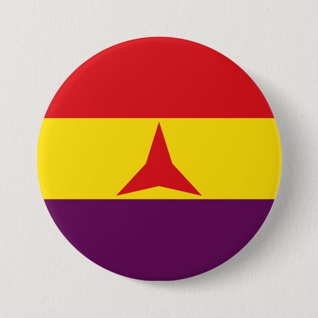 Macaron Rond 7,6 Cm Drapeau international des brigades (Guerre civile  (Devant)