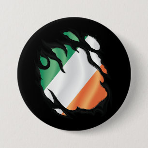 Macaron Rond 7,6 Cm Drapeau irlandais déchiré