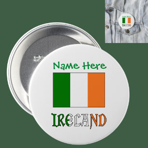 Macaron Rond 7,6 Cm Drapeau Irlandais Irlande Personnalisation Verte 