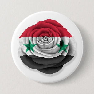Macaron Rond 7,6 Cm Drapeau rose de Syrien sur le blanc