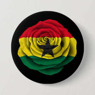 Macaron Rond 7,6 Cm Drapeau rose du Ghana sur le noir