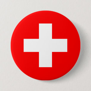 Macaron Rond 7,6 Cm Drapeau Suisse