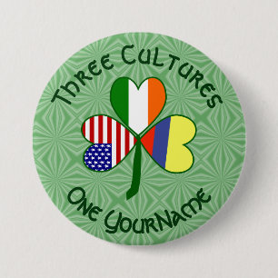 Macaron Rond 7,6 Cm Drapeaux Colombiens Irlandais Américains Shamrock