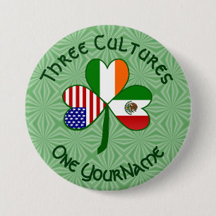 Macaron Rond 7,6 Cm Drapeaux mexicains irlandais américains Shamrock P