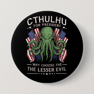 Macaron Rond 7,6 Cm Drôle d'élection 2024 Cthulhu pour Président