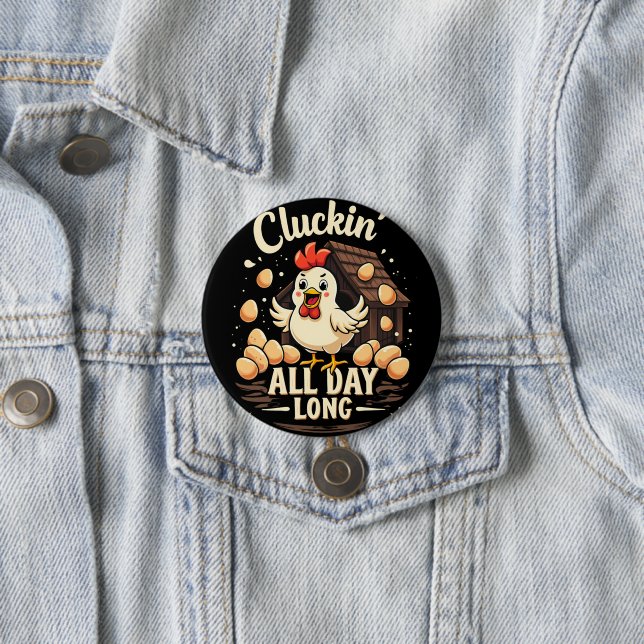 Macaron Rond 7,6 Cm Drôle Humour de poulet Rustique ferme (En situation)