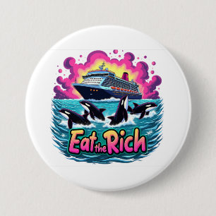 Macaron Rond 7,6 Cm Drôle Mignonne Orca Baleine Mange Rich