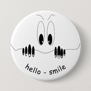Macaron Rond 7,6 Cm Drôle Yeux Curiosity - Sourire - Ajouter votre tex