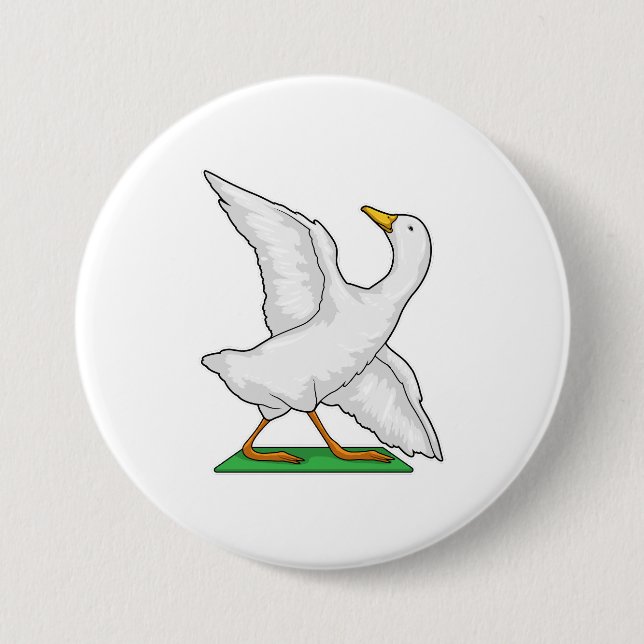 Macaron Rond 7,6 Cm Duck Yoga Méditation Fitness (Devant)